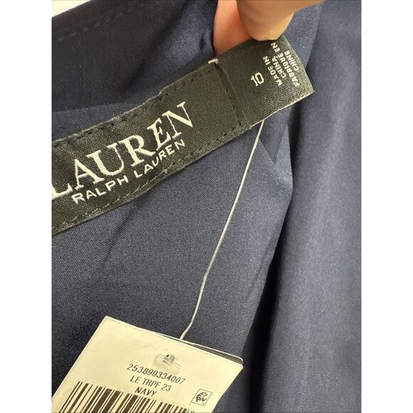 Ralph Lauren Womens Size 10 Navy Off-The-Shoulder Column Gown Maxi Dress Formal - Picture 11 of 14